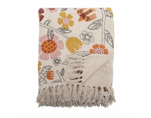 Bloomingville Decke Vivielle, 160x130 cm Rec. Baumwolle & versch. Materialien