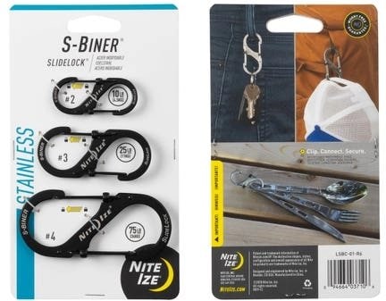 S-Biner SlideLock Stainless Steel Combo 3 Pack, Black
