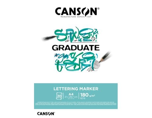 Canson Block Graduate Lettering Marker A4 180g/m2, 20Bl, sehr glatt, FSC