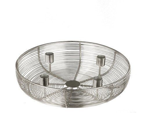 Eglo Adventskerzen Halter Hagony Metall, Ø 305, H 70, Silber,für Stabkerzen