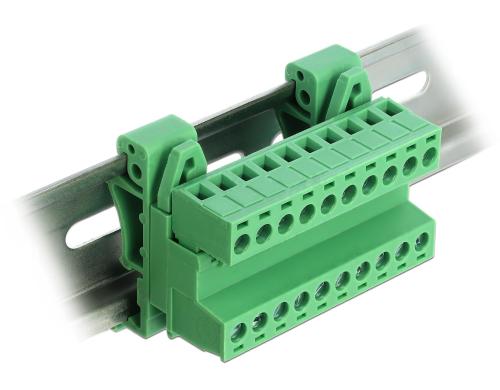 Delock Terminalblock Raster gewinkelt 10Pin Rastermass: 5,08 mm, für 35 mm Hutschiene