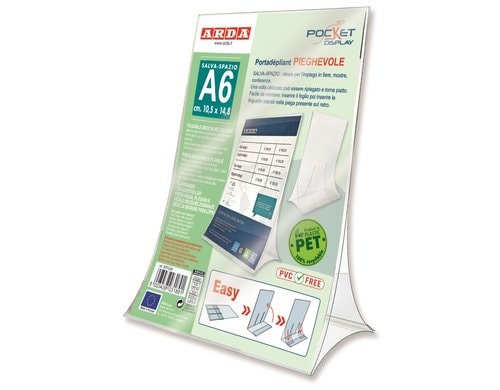 ARDA Tischaufsteller klappbar A6 aus Pet und rezyklierbar