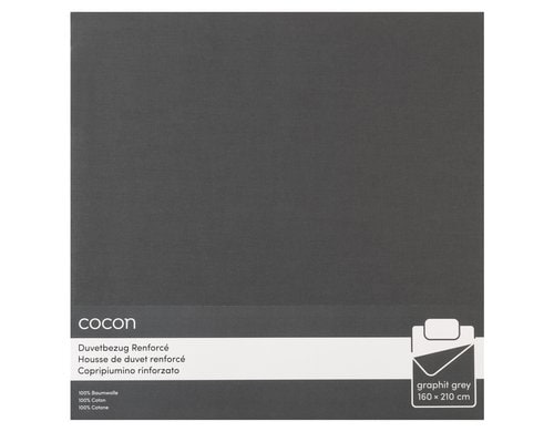 COCON, Duvetbezug Renforcé 160 x 210 cm, Gr 160x210 cm, grau