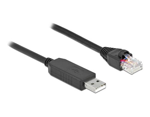 Delock Anschlusskab mit FTDI Chipsatz, 2m USB2.0 Typ-A Ste. zu RS-232 RJ45 Ste., SW