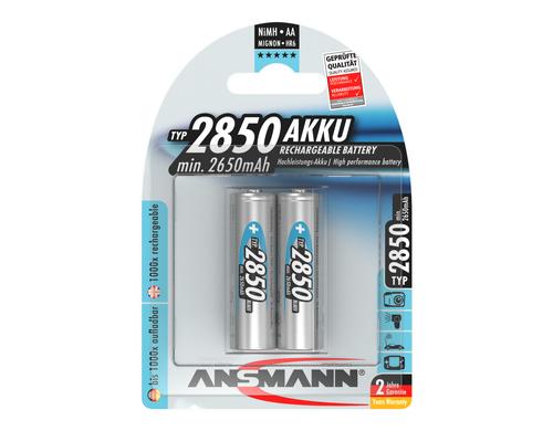 Ansmann Akku AA NiMH Typ 2850 2er min. 2650 mAh, 1.2V, 2er