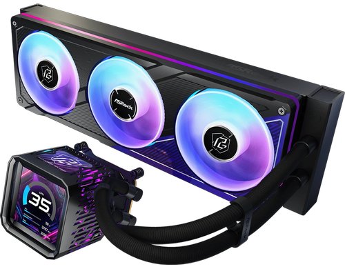 ASRock Phantom Gaming 360 LCD Liquid CPU Cooler, 3.4 LCD, 3x120mm ARGB