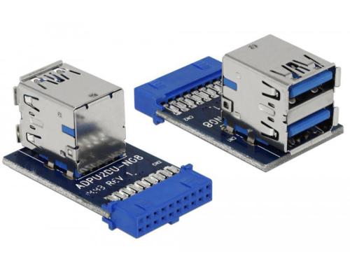 Delock 41865 USB 3.0 Pinheader Buchse auf 2 x USB 3.0 Buchse - oben, übereinander