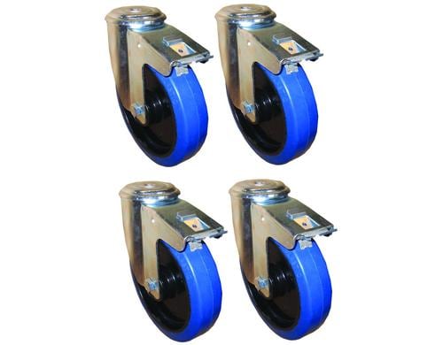 Alutec Rädersatz zu Riffelblechboxen 4 Räder mit 2 Bremsen bis 120kg