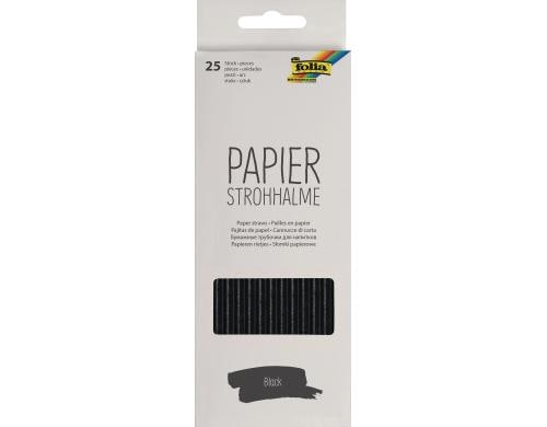 Folia Strohhalm aus Papier BLACK 25 Stück, 19,7cm, Ø6mm