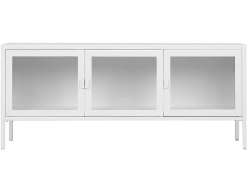 House Nordic TV-Möbel Brisbane, Weiss Stahl, Glas, 130x40x55 cm (LxTxH)