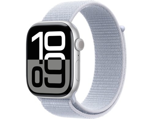 Apple Watch S10 CEL 46 Silver Alu Loop mit Blue Cloud Sport Loop