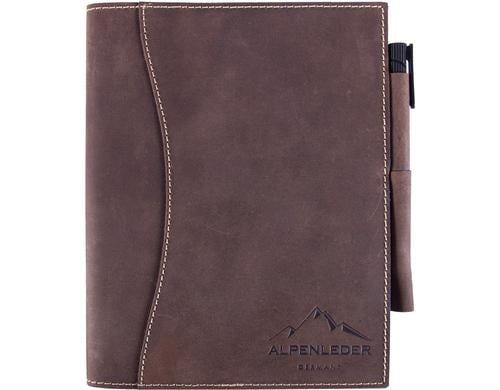 Alpenleder Notizbuch Schiller A5, liniert, Büffelleder braun