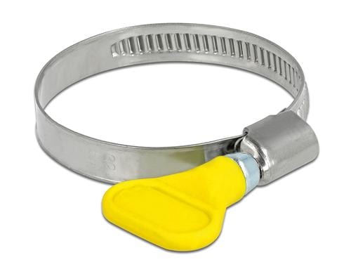 Delock Schlauchschellen 32-50mm, 5 Stück Edelstahl 400 SS mit Flügelmutter, Gelb
