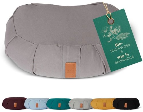 DoYourYoga Yogabolster Ganesh Halbmond Yogarolle, Grau Buchweizen