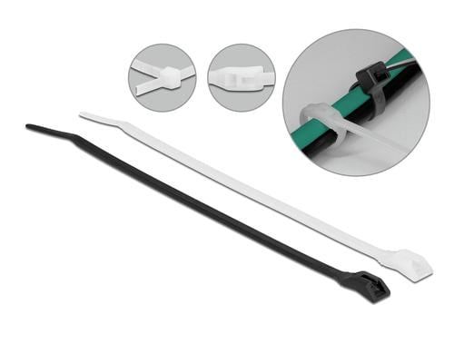 Delock Kabelbinder 110x2.5 100 Stk. Mit flachem Kopf, Schwarz/Transparent