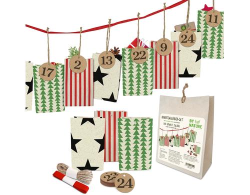 B+C Adventskalender Set by Nature 24 Tüten, Graspapier 9 x 14.5 x 6 cm