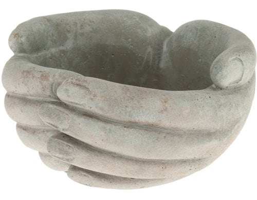 Opiflor Schale Hände aus Zement Grau, 14.5x13x7 cm