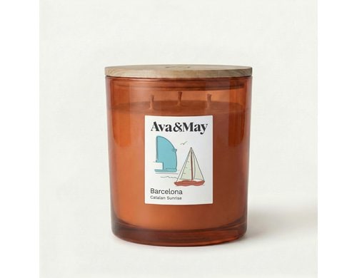 AVA & MAY Duftkerze Barcelona, 550 gr Brenndauer 70h, 100% pflanzlicher Wachs