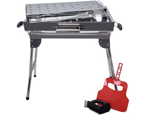 Mangal Iskander Edelstahl rostfrei Schaschlikgrill mit Zubehör