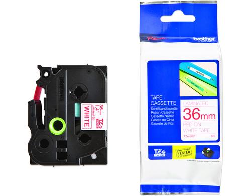 Brother P-Touch Schriftb, lamin. Band weiss,Schrift rot,36 mm