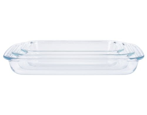 FURBER Auflaufform-Set 3tlg. Eckig Glas,1.6L+2.2L+3L