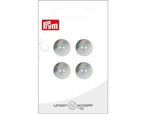 Bu Prym  Knopf Perlmuttknopf 2-Loch 14 mm, Karte 4 Stück, weiss