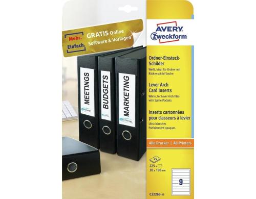 Avery Zweckform Ordnereinsteckschilder 28x143mm, 225 Stk.
