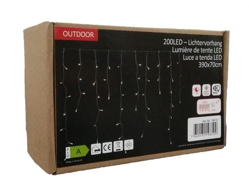 Dameco LED Lichtervorhang Icicle Outdoor, 200 LED,40 Stränge, 3,9x0.7m