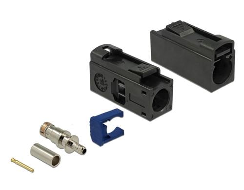 Delock FAKRA A Buchse-Buchse Adapter, 25mm zum Crimpen, 1 x FAKRA A Buchse, Schwarz