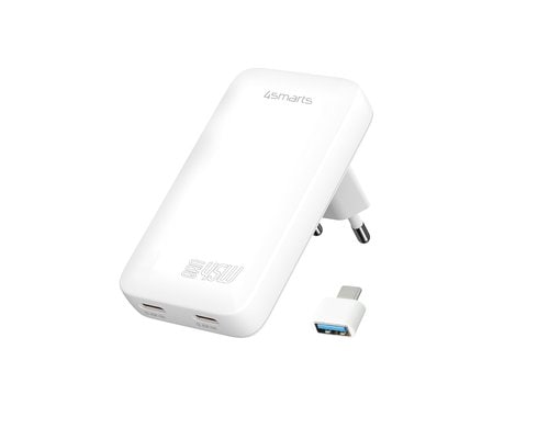 4smarts Ladegerät FlatPlug Slim Dual 45W GaN, 2C, weiss