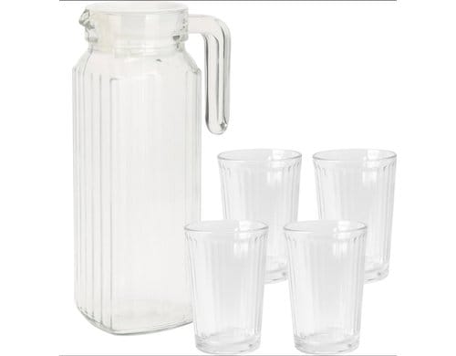 WL Krug 1.1 L mit 4 Bechern 0.2 L 1100 ml white pp lid + 4x 200 ml glasses