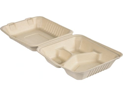 Duni Box Hinged Bagasse braun 325/90/90ml, 50 Stk. Mit Deckel