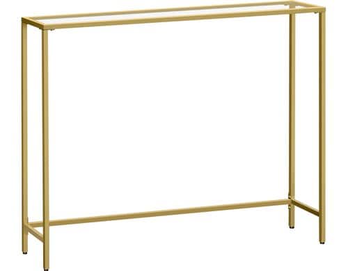 Vasagle Konsolentisch Gold, Metall, Glas 100.5x20x80 cm, Traglast 30 kg