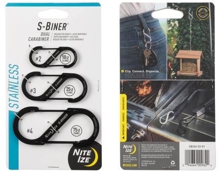 S-Biner Dual Carabiner Combo Stainless Steel , 3 Pack, Black