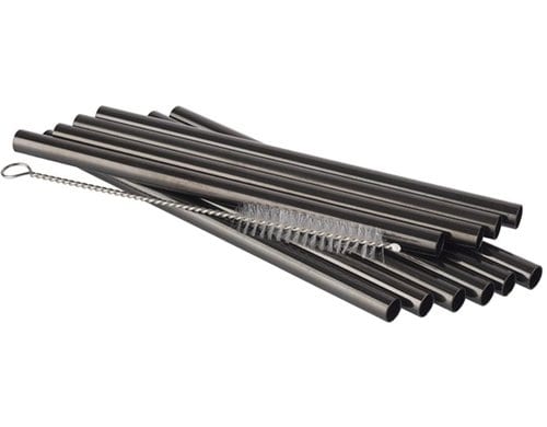 APS Trinkhalme 11er Set Ø 8 mm, Länge: 15 cm, Anthrazit
