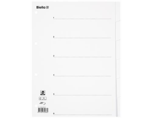 Biella Register Karton A4 6-teilig weiss mit Indexblatt