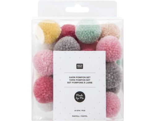 Rico Design Pompon Set Pastell Mix 24 Stück, Durchmesser: 3 cm