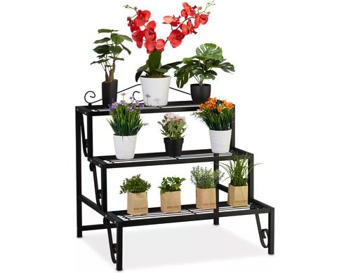 relaxdays Blumentreppe Metall, 3 Stufen