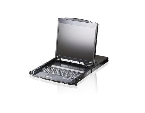 Aten 19 TFT KVM Konsole für 1HE Rack mit CH-Tastatur, VGA