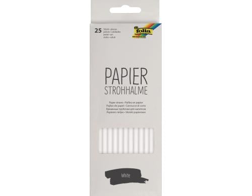 Folia Strohhalm aus Papier weiss, 25 Stück, 20 cm, 6 mm