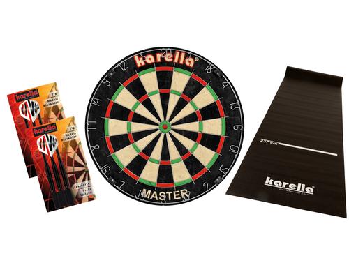 Karella Dartboard Set mit 2x Blackstar Steel und Dartmatte Eco