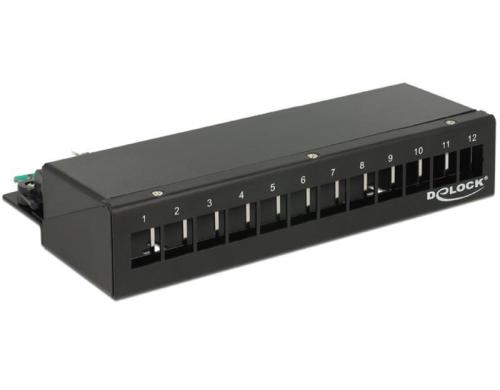 12-Port Desktop Patchpanel,  Hutschienenkit schwarz, für 12 Keystone Module