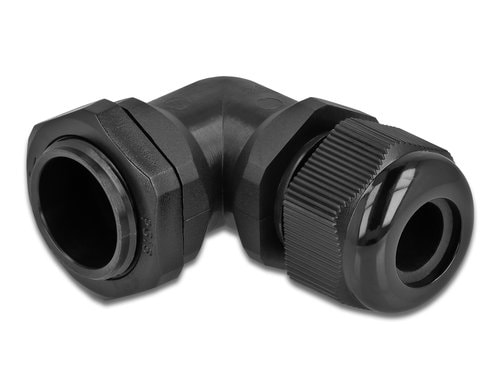 Delock Kabelverschraubung PG16 27mm IP 68, schwarz, 90° gewinkelt