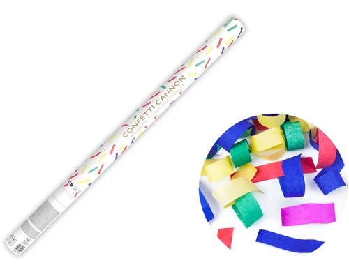 Partydeco Konfettikanone Streifen farbig, 80 cm