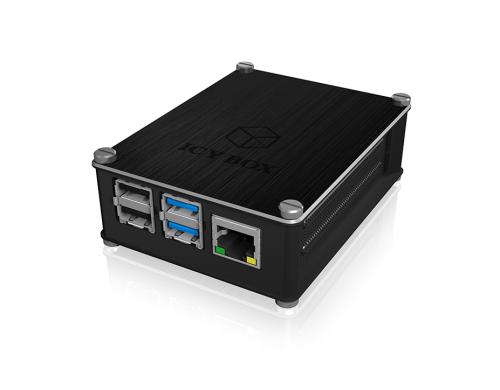 ICY-BOX Alu Gehäuse Raspberry Pi 4 Aluminiumgehäuse, schwarz