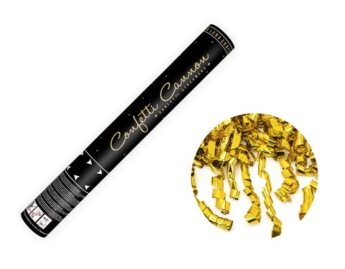 Partydeco Konfettikanone Luftschlangen gold, 40 cm