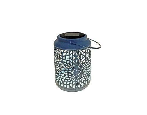 Dameco LED Solar Laterne Muster blau LED ww, L12.5cm x B15cm x H17.5cm