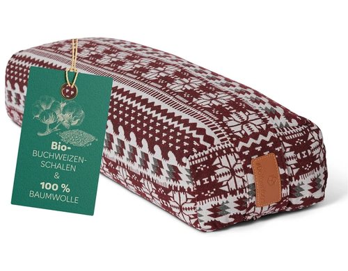 DoYourYoga Yogabolster Paravati Rechteck Style 9 rot-weiß Buchweizen