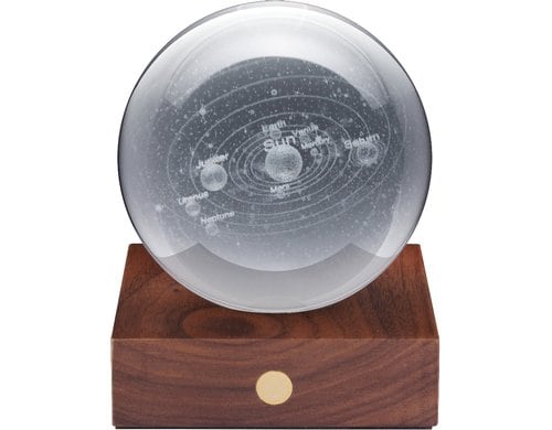 Gingko Stimmungslicht Amber Sonnensystem Nussbaumholz, 3 Lichtstufen