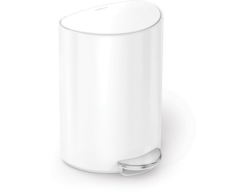 Simplehuman Abfalleimer, Weiss 6 Liter, Edelstahl, 28x20x37 cm